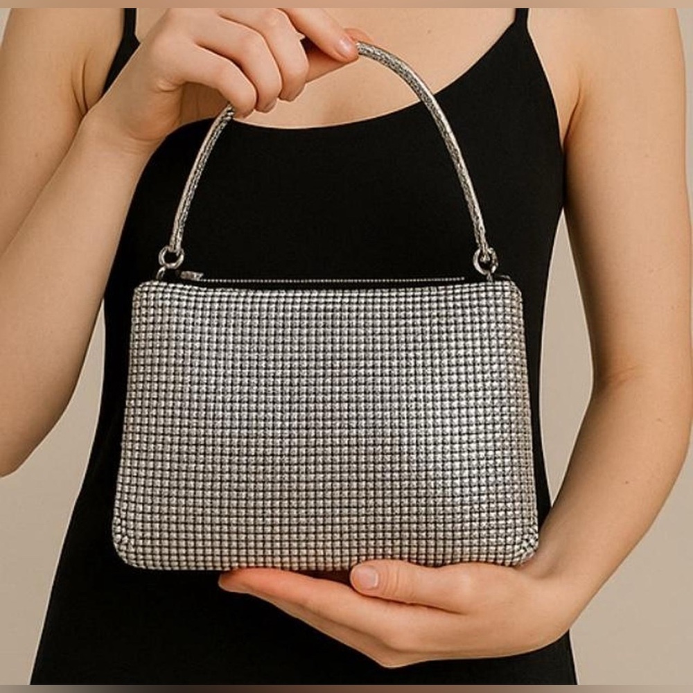 ✨ Silver Rhinestone Glam Evening Bag Sparkle‎ Party Shoulder ✨